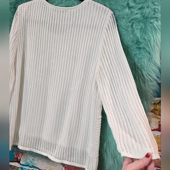 Alfred Dunner White Long Sleeve Cable Knit Sweater Size L - Picture 9 of 11
